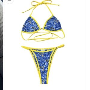 Strawberry Milk Mob Blue and Yellow Bikini